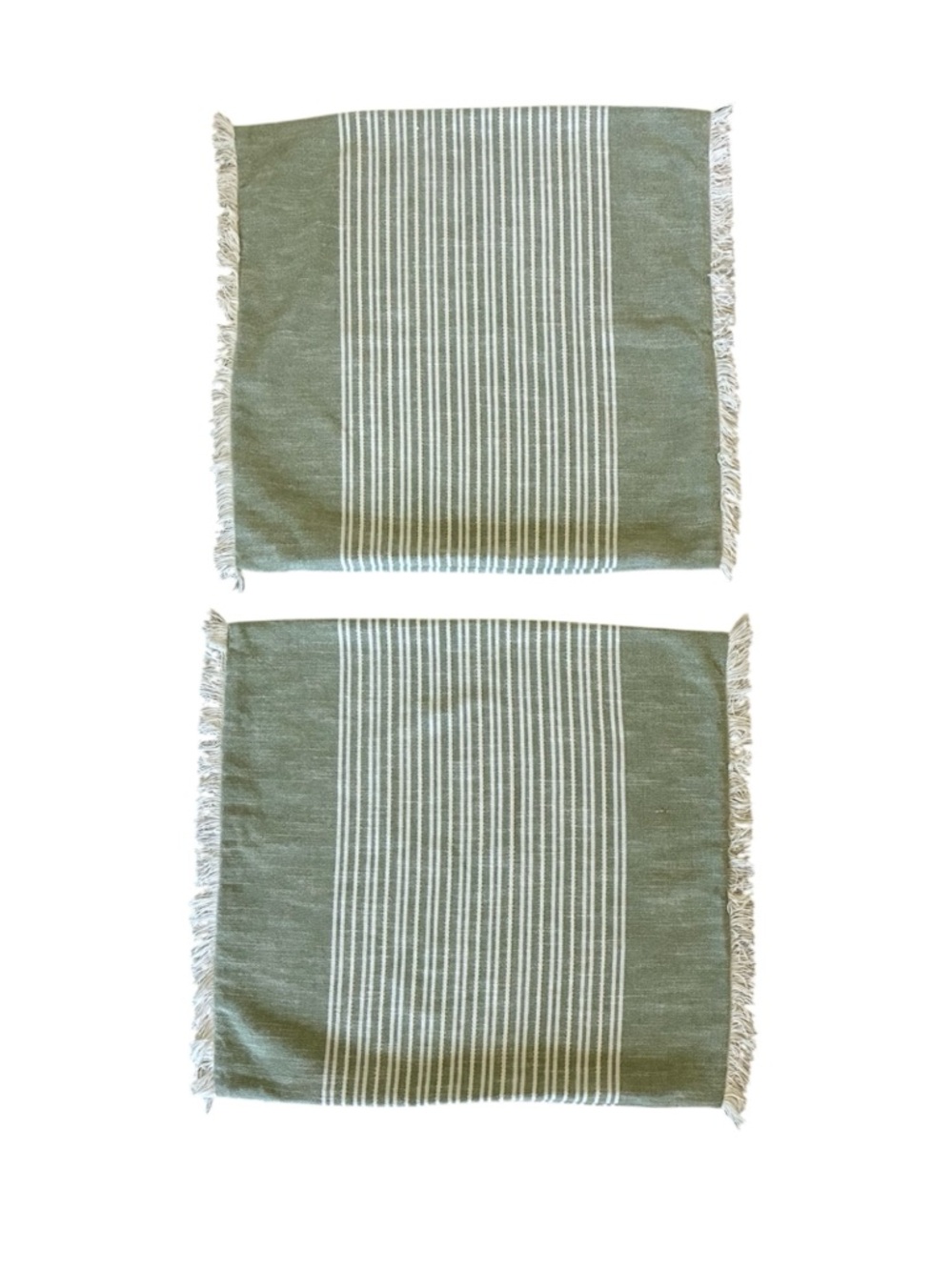 Well Dressed Home Sage Green Stripe Pillow Covers Fringe Cottagecore Shabby Chic